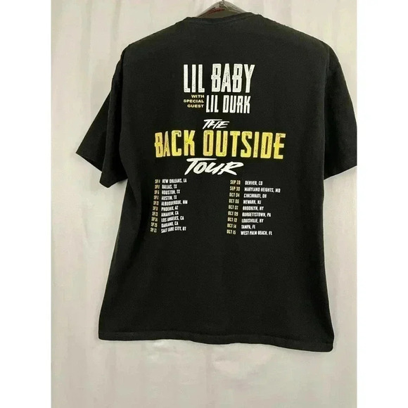 LIL BABY and LIL DURK 2021 The Back Outside Tour T-Shirt LARGE Tee Black - Picture 5 of 9